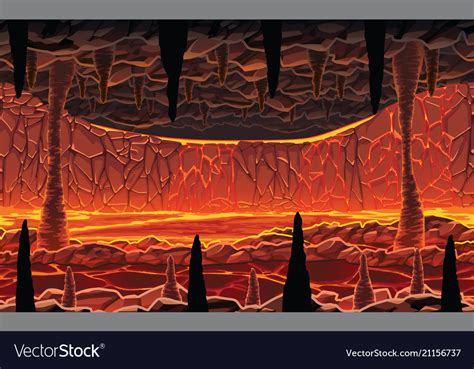 Background Of Landscape Hot Cave With Lava Vector Image