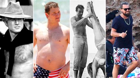from robert redford to leo celebrity male beach attire then and now photos vanity fair