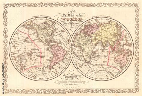Fototapeta Hampton I Marynistyczny 1856 Desilver Map Of The World