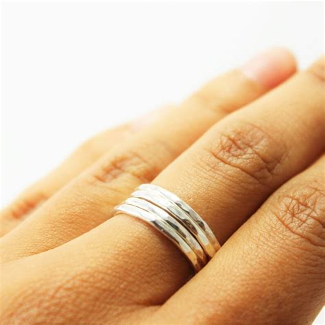 Thin Stacking Rings Sterling Silver Slim Stacking Rings Etsy