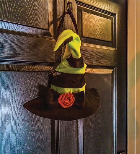 Halloween Witch Hat Burlap Motion Activated Door Decor Halloween