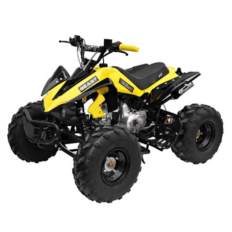 Sharp lines and edgy styling, with the attitude of a bike rocking twice as it looks to me as if they designed the entire bike only for the bloke who was in charge of the headlights to come in with a hangover and grunt 'just stick. GMX The Beast 125cc Sports Quad Bike - Yellow - dirtquadbikes