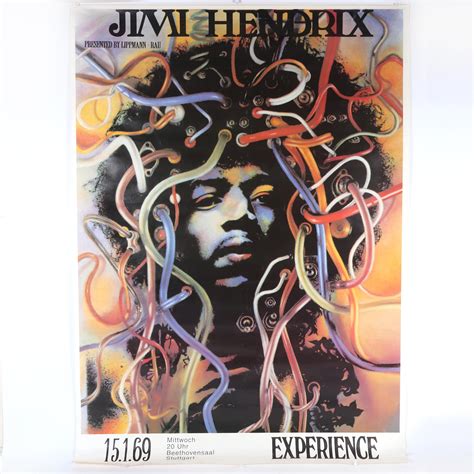 Lot Vintage Jimi Hendrix 1969 Retail Concert Poster