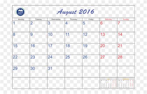 August Landscape Format 2011 Calendar Text Hd Png Download Stunning