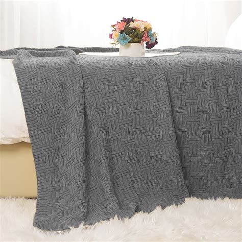 Piccocasa Super 100 Cotton Cable Knit Throw Blanket For Sofa Couch Bed