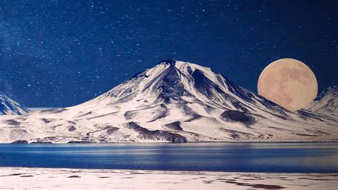 Full Moon Over The Snowy Mountain Wallpaper Backiee
