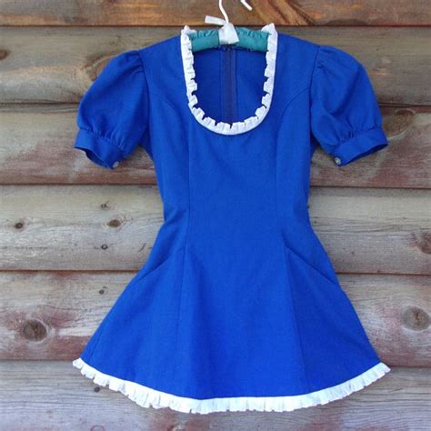 Vintage Cocktail Waitress Uniform From 1975 Blue And White Bar Maid Costume White Tie Blue And