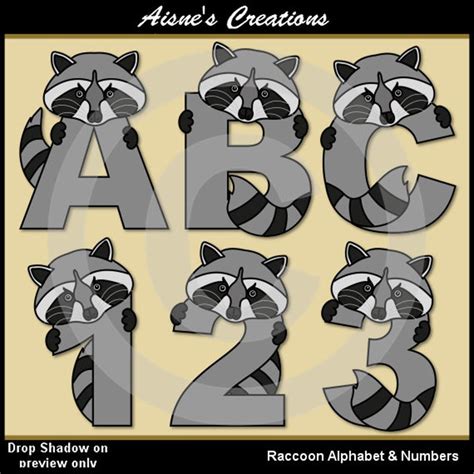 Alphapals Raccoon Alphabet Letters And Numbers Clip Art Graphics Etsy