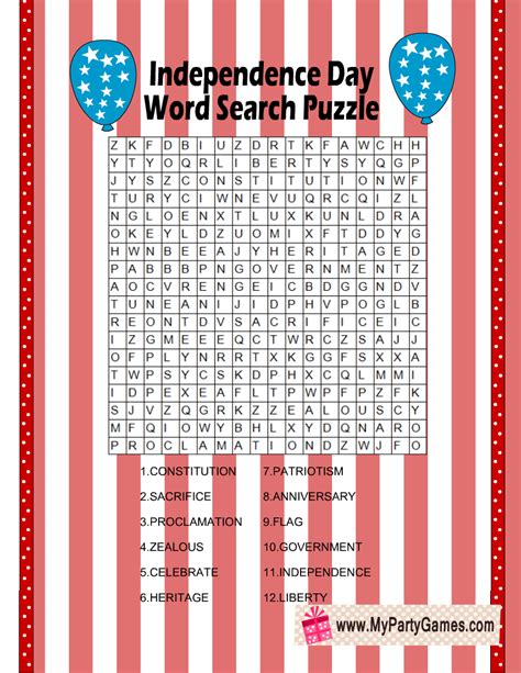 8 Free Printable 4th Of July Word Search Puzzles