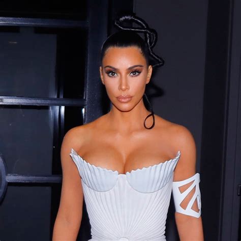 kim kardashian west wears archival thierry mugler to the designer s exhibition vogue