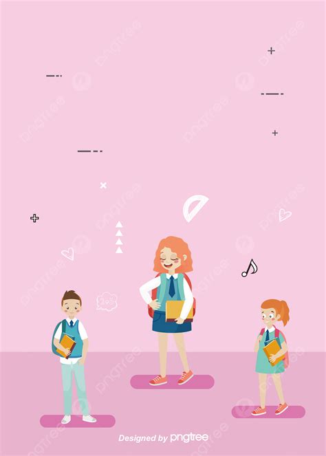 Background Siswa Pendidikan Pink Karakter Kartun Sederhana Karakter