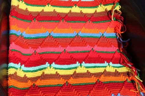 Handmade Crocheted Afghan Navajo Indian Diamond Pattern Etsy
