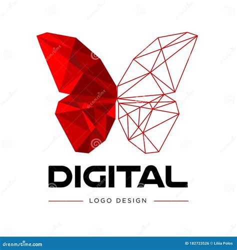 Digital Transformation Logo Design Polygonal Color Butterfly Stock
