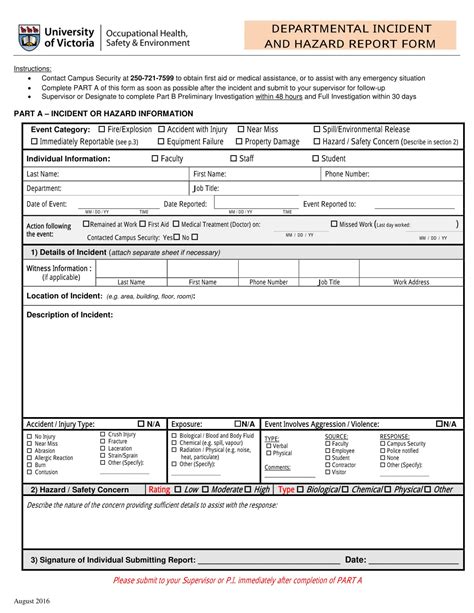 Hazard Incident Report Form Example