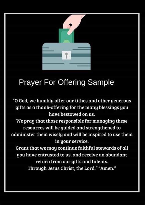 Prayer For Offering Sample Offertory Prayer For Ts And Tithes Amosii