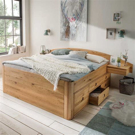 Heute gibts ein bisschen #houselife für euch. Schubladen Bett Kyron aus Wildeiche Massivholz mit 200x200 ...