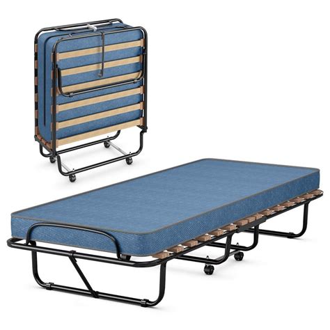 Costway Portable Memory Foam Folding Bed With Mattress Rollaway Cot