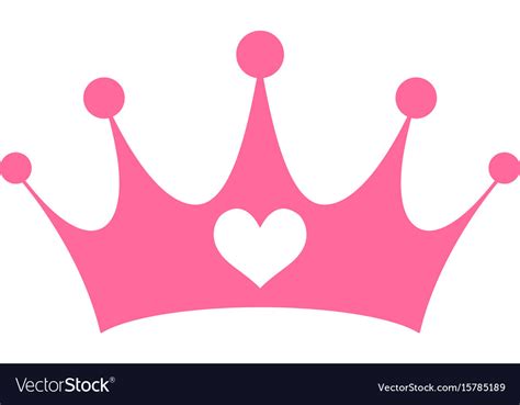 Pink Girly Princess Royalty Crown With Heart Vector Image