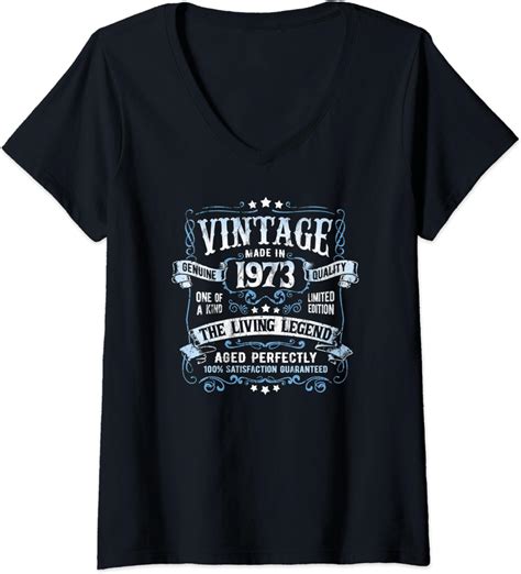 Womens Vintage Made In 1973 Limited Edition 48th Birthday Party V Neck T Shirt Uk