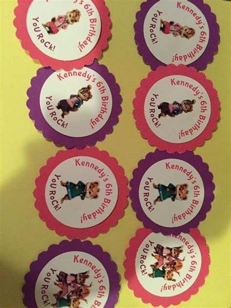 Sold and shipped by obedding.com. Chippettes from Alvin and the chipmunks favor thank you tags birthday decor 5.00 | 4th birthday ...