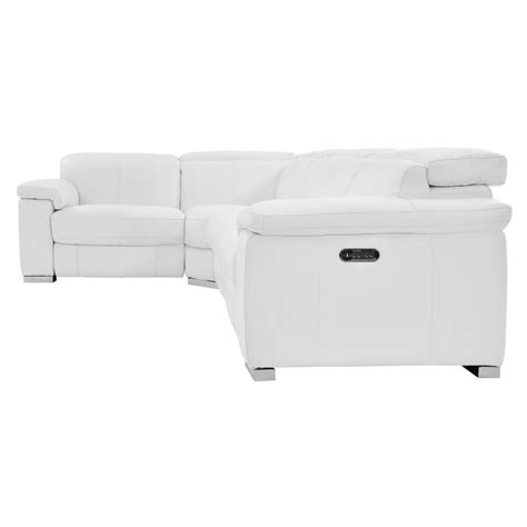 Charlie White Leather Power Reclining Sectional With 4pcs2pwr El