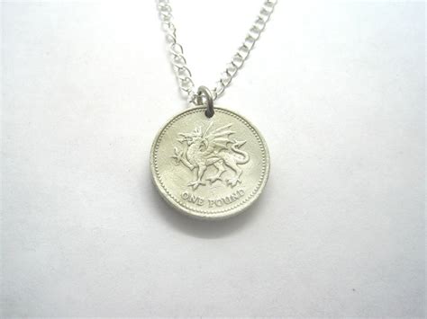 Golden Welsh Dragon Coin Necklace Free Shipping Etsy