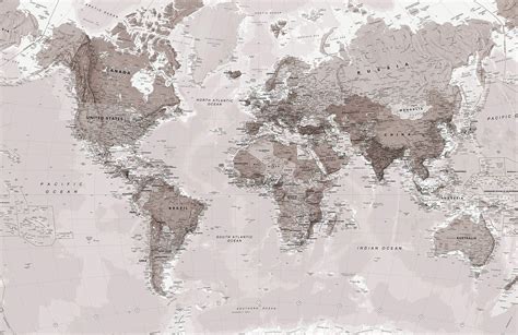 Neutral Colour World Map Wallpaper Mural Hovia Uk Map Wallpaper