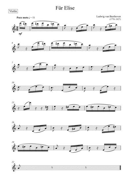 Beethoven Für Elise Violin Solo Easy Version By Ludwig Van