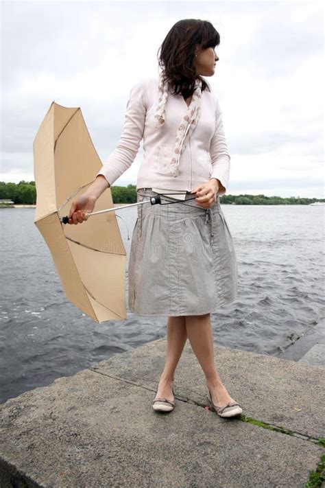 Woman With Umbrella Stock Photo Image Of Isolate Rainy