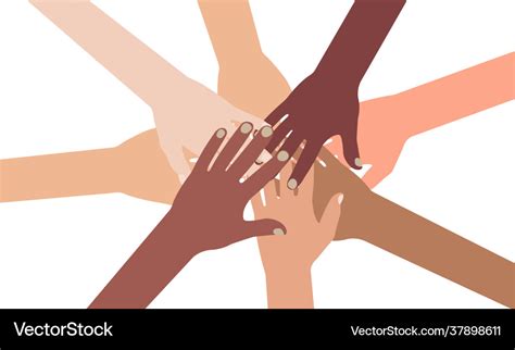 Multi Ethnic Diverse Hands Putting Together Vector Image