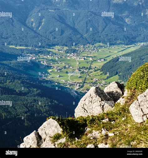 Gosau Village And Valley In Austria Surrounded By Green Forests View
