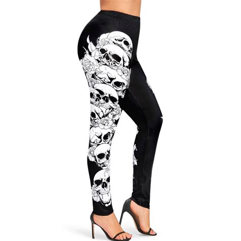 20pcs Skinny Leggings Push Up Women Skull 3d Printed Legging Workout Leggins Slim Elastic Plus