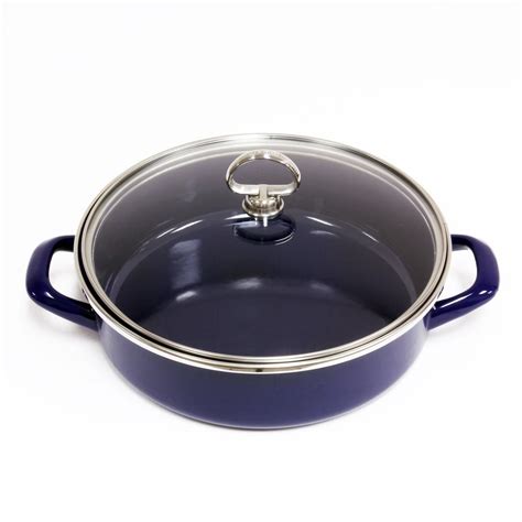 Chantal 3 Qt Enamel On Steel Saute Pan With Glass Lid In Cobalt Blue