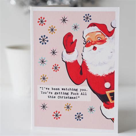 Rude Santa Retro Christmas Card By Sweetlove Press