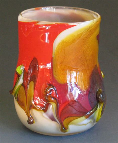 Blown Glass Wine Cup Red And Gold On White Body By George Watson Glass Blowing Glass Art