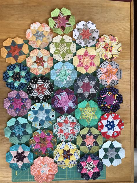 English Paper Piecing 2864 Blocks Done All Hand Sewn Rquilting