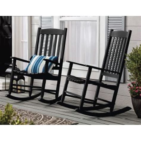 Mainstays Outdoor Wood Porch Rocking Chair Black Color Weather