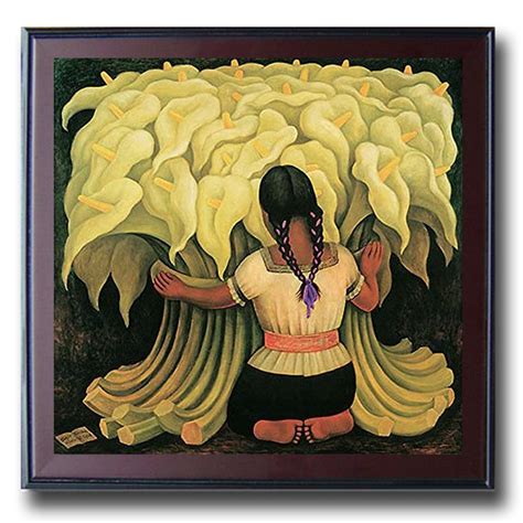 Diego Rivera Girl With Lilies Mahogany Framed Canvas Etsy