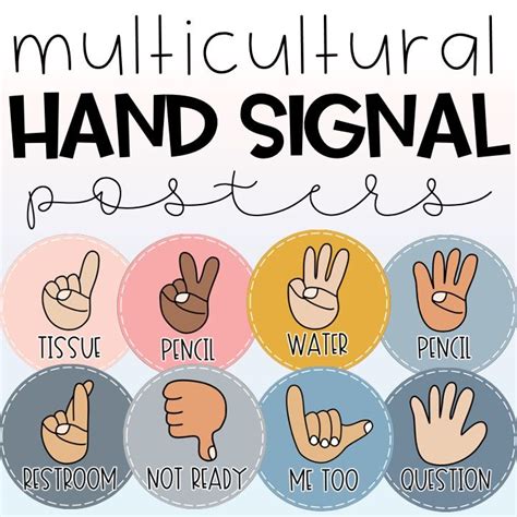 Multicultural Hand Signal Posters Classroom Management Resource