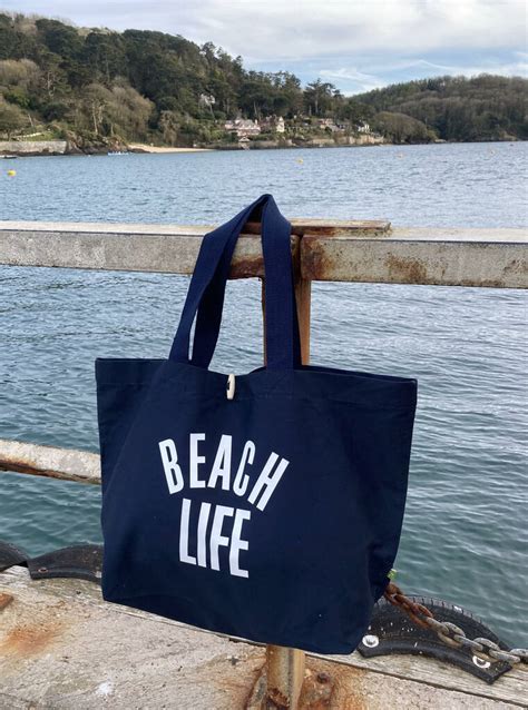 Beach Life Navy Cotton Beach Bag By Love Lammie Co