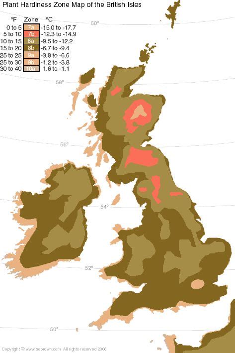 Plant Hardiness Zone Map Of The British Isles In Usda Colours Plant