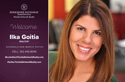 Berkshire Hathaway Homeservices Florida Network Realty Welcomes Ilka Goitia Avondale Real