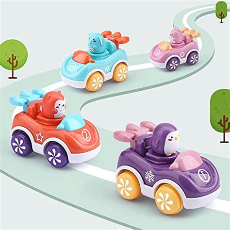 Amyandbenton Toy Cars For Baby Push And Go Cars For Toddlers Cartoon
