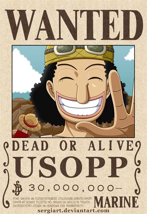 One piece poster, monkey d. One Piece - Usopp wanted poster? by SergiART on DeviantArt
