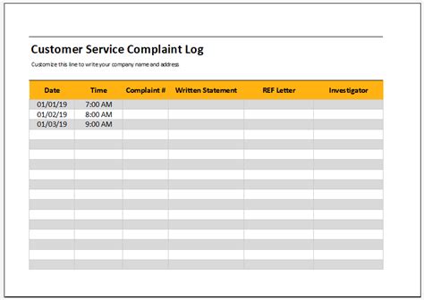 Complaint Management Excel Template