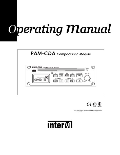 Inter M Pam Cda Cd Player Operation Manual Manualslib