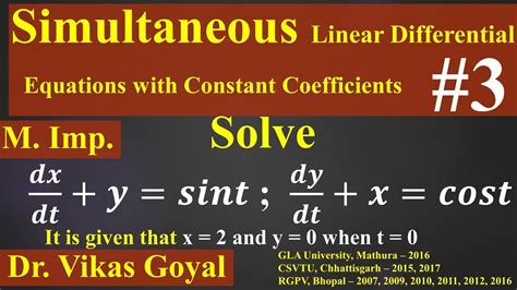 Simultaneous Linear Differential Equations 3 With Constant Coefficients Mimp Engineering