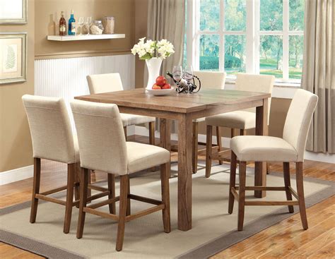Sorrel II Pieces Contemporary Rustic Oak Counter Height Table Set Square Dining Table Set