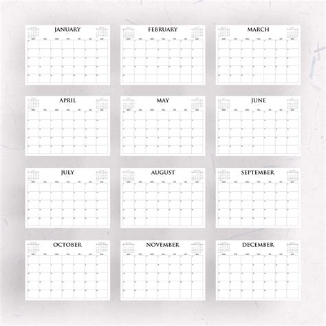 2022 Printable Calendar 2022 Big Wall Calendar 2022 Large Etsy