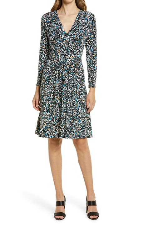Maggy London Abstract Print Long Sleeve Fit And Flare Dress Nordstrom